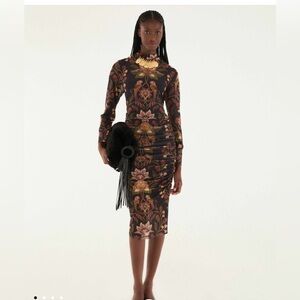 Farm Rio Black Berry Garden Tulle Midi Dress Size Large